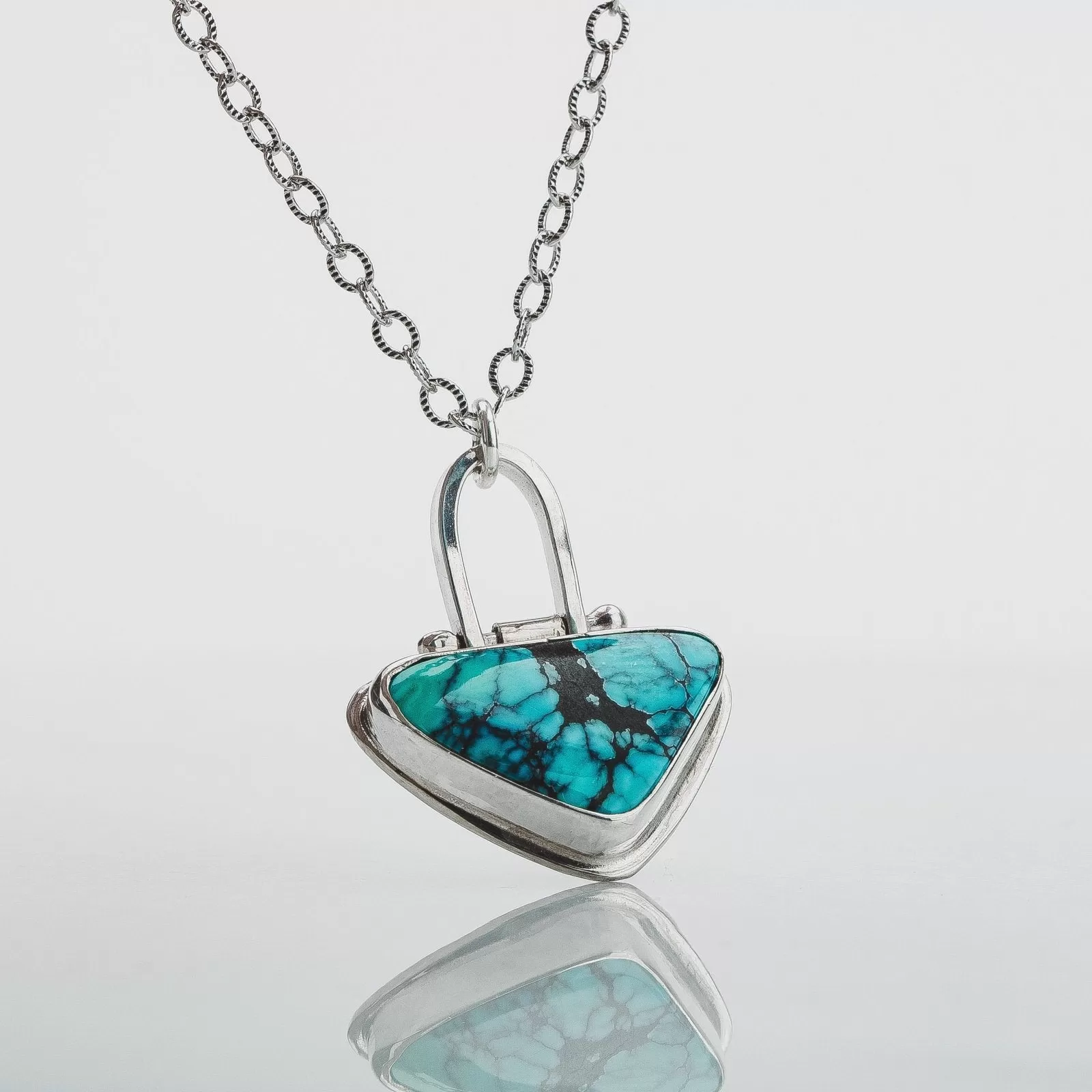 Triangle Cloud Mountain Turquoise Hinge Necklace