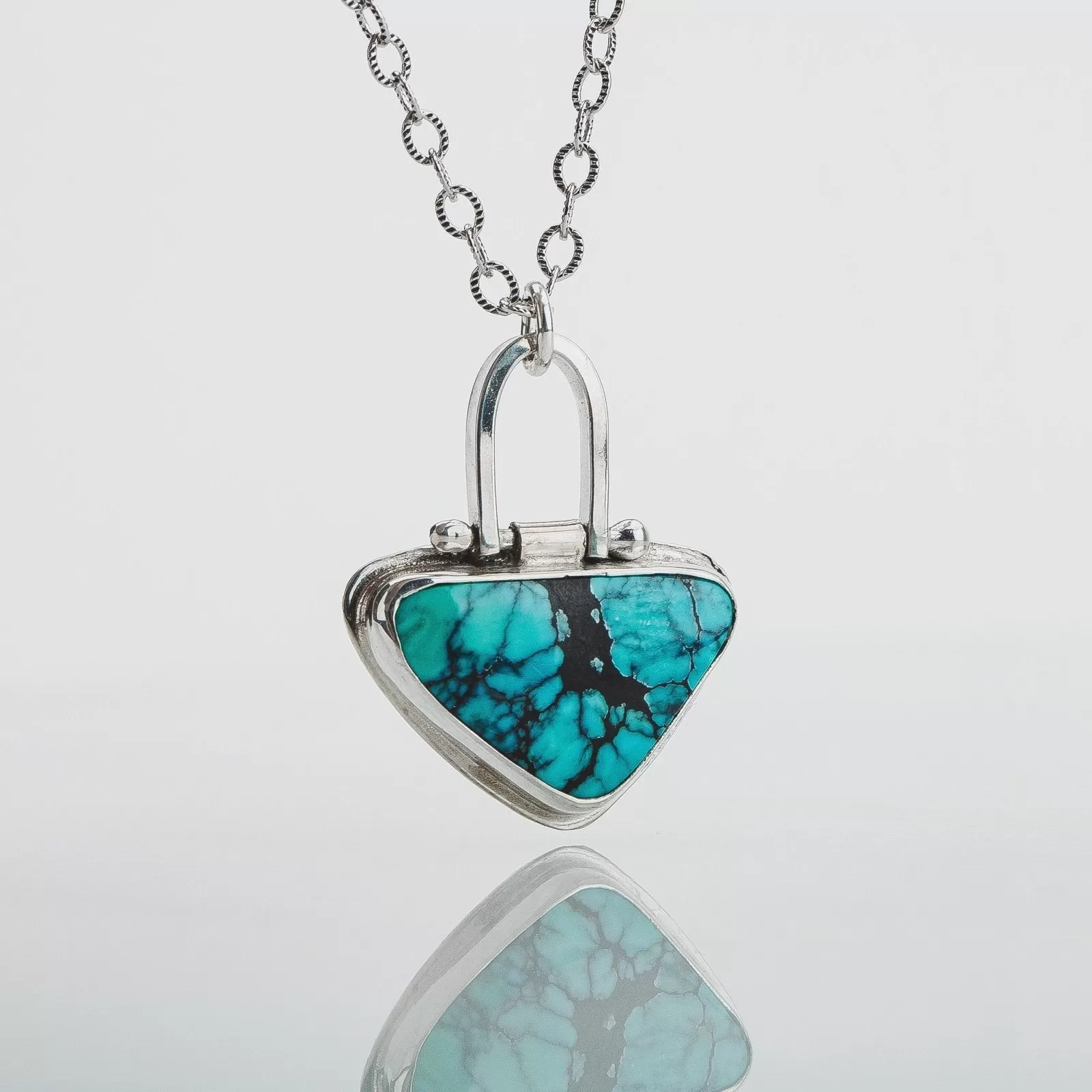 Triangle Cloud Mountain Turquoise Hinge Necklace