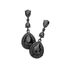 Triple Teardrop Stone Link Dangle Evening Earrings