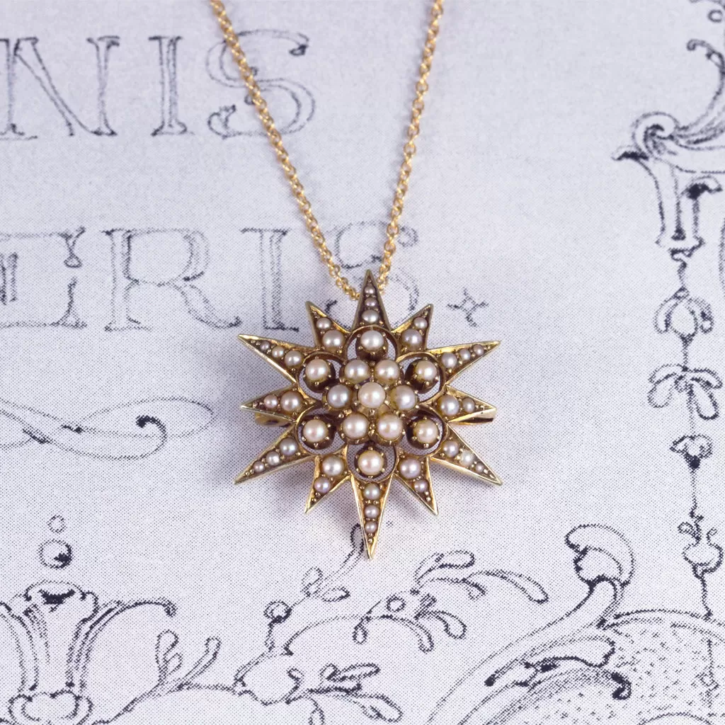 Victorian Pearl Star Pendant/ Brooch