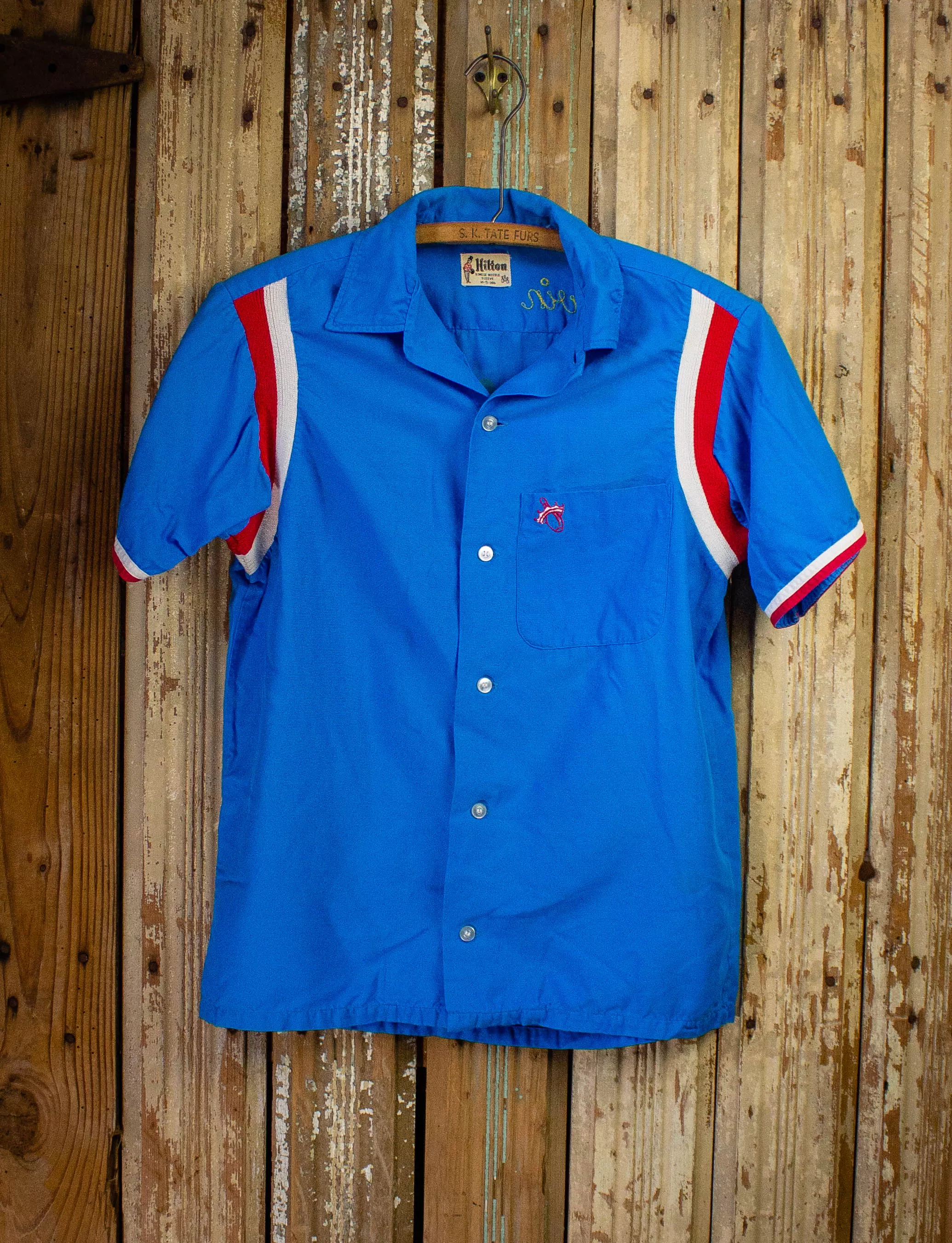 Vintage Baldwin Bowling Shirt 70s Blue S