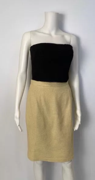 Vintage Chanel 98P, 1998 Spring Black Strapless Cropped Cotton Tube Top Camisole FR 40 US 4/6