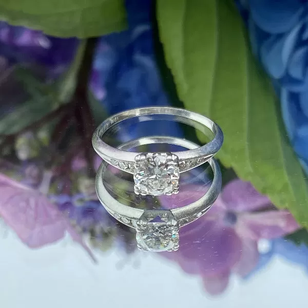 Vintage Engagement Ring, RBC 0.75ct.