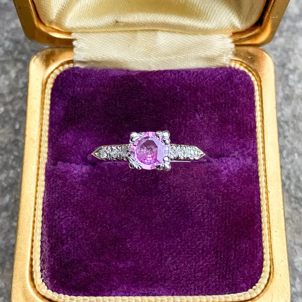 Vintage Pink Sapphire & Diamond Ring