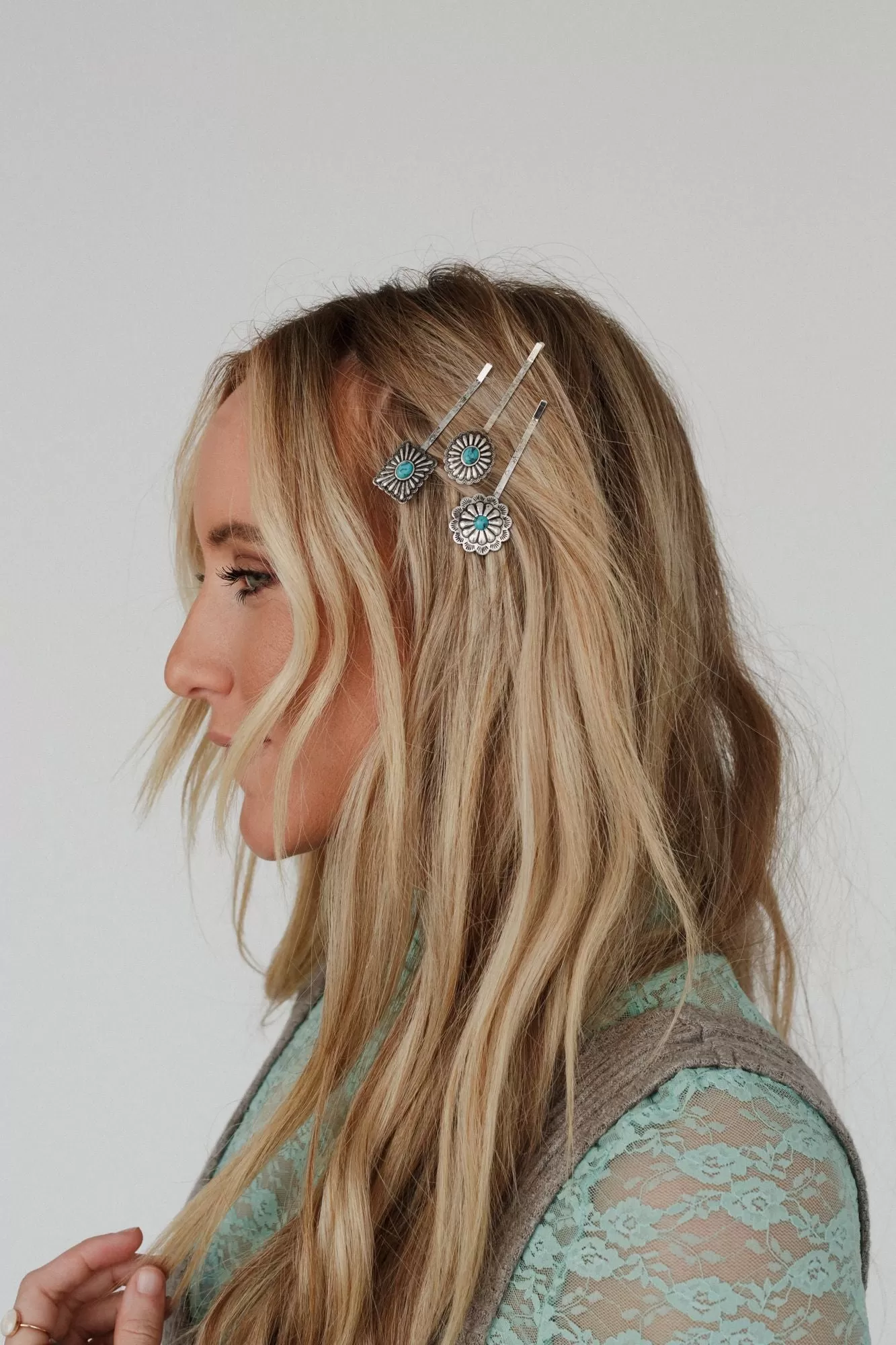 Wildflower Western Hair Pin Set - Turquoise