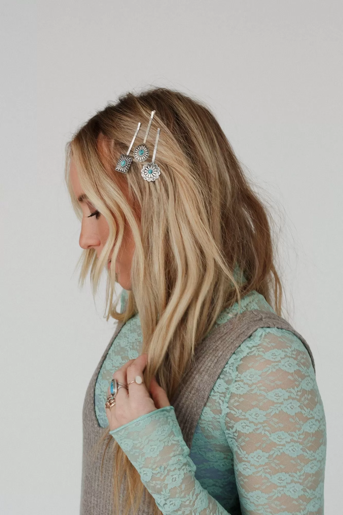 Wildflower Western Hair Pin Set - Turquoise