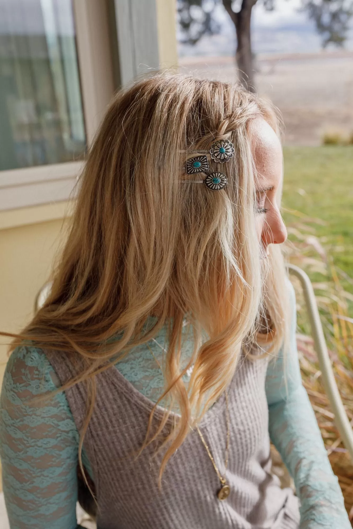 Wildflower Western Hair Pin Set - Turquoise