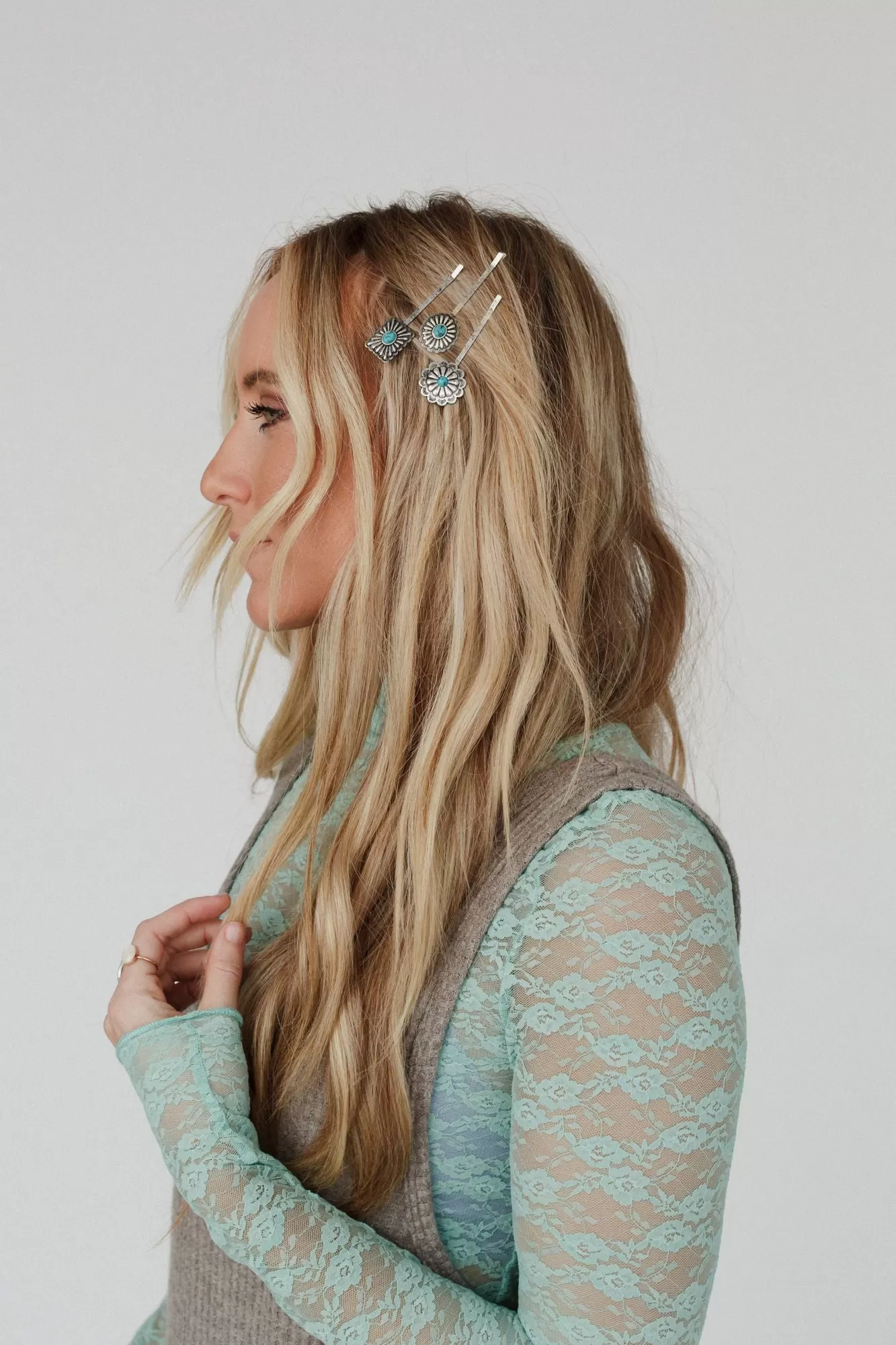 Wildflower Western Hair Pin Set - Turquoise