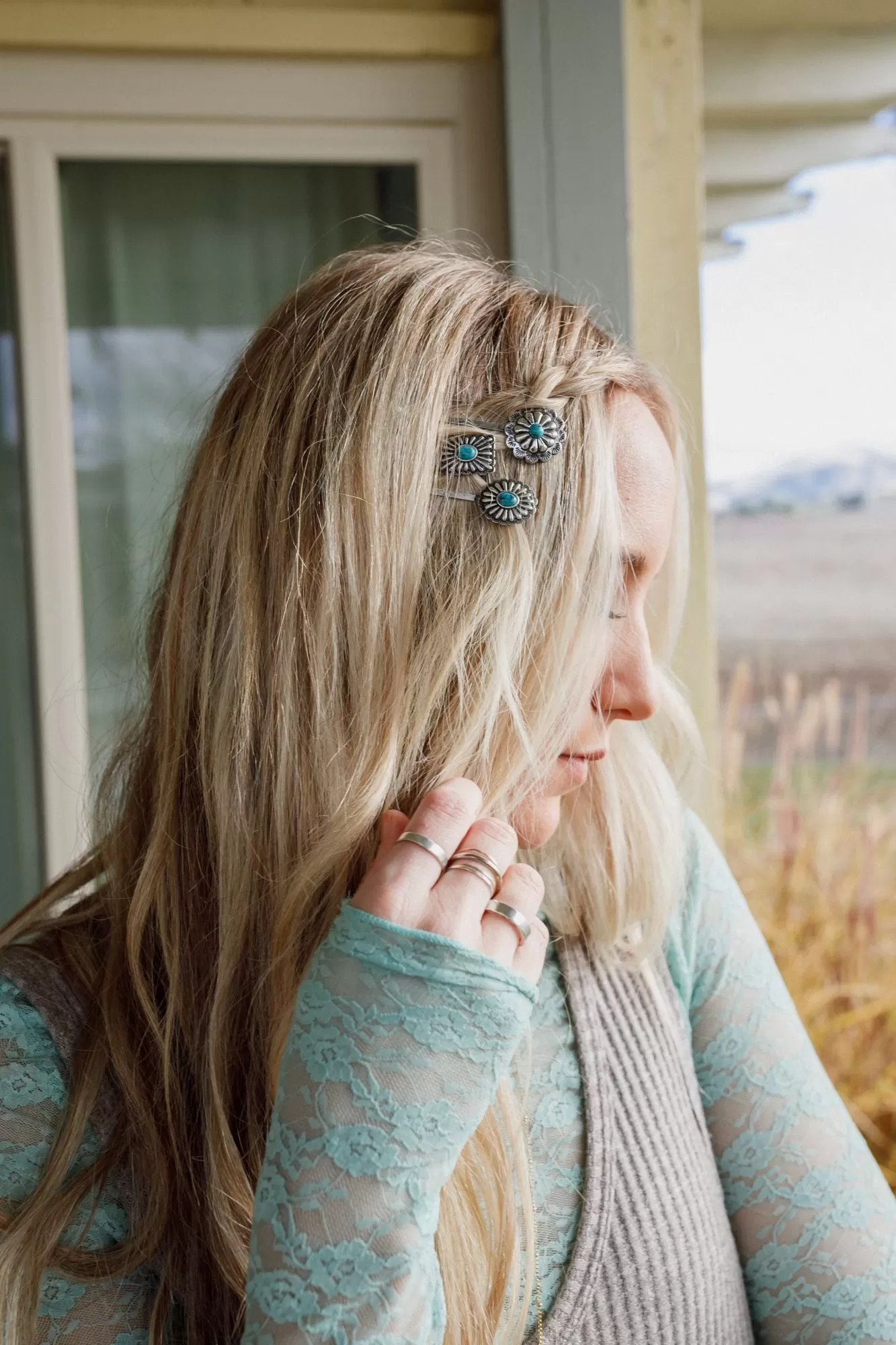 Wildflower Western Hair Pin Set - Turquoise