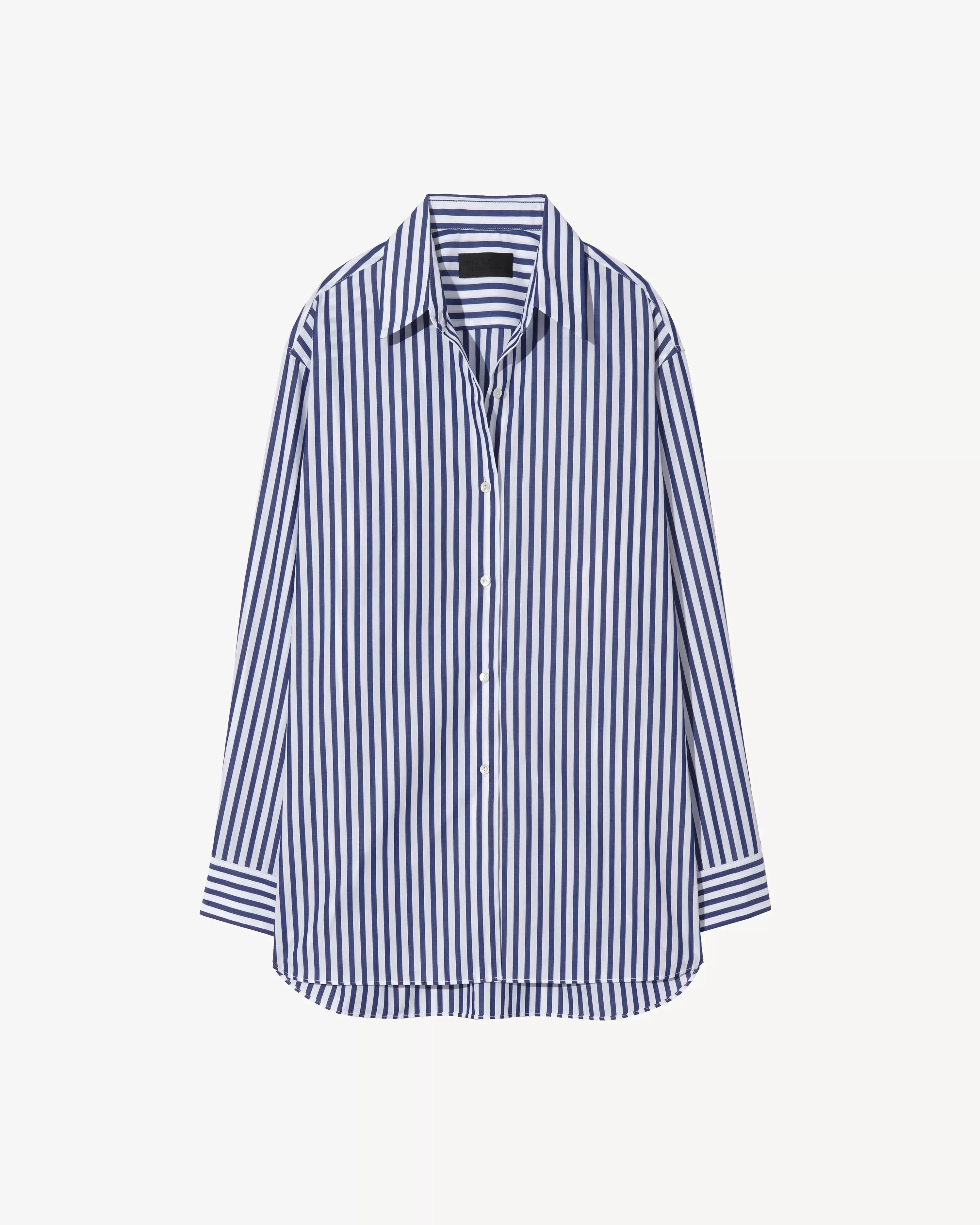 Yorke Shirt - Large Dark Navy/White Stripes